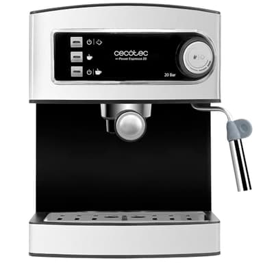 Cecotec Macchina Manuale Da Caffè Espresso e Cappuccino Power Espresso. 850 W, 20 Bar, Vaporizzatore Orientabile, Serbatoio 1,5L, Superficie Calientatazze, Cucchiaino Dosatore e Vassoio Antigoccia