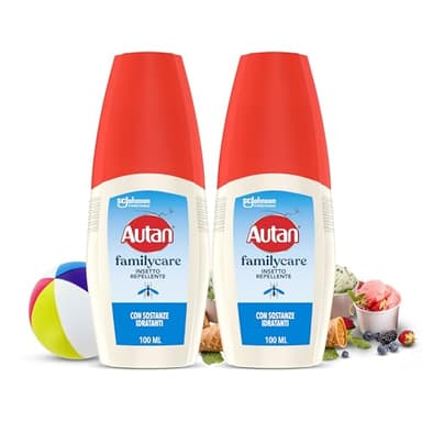 Autan Family Care Vapo Spray Antizanzare, Repellente Zanzare, Dermatologicamente Testato, Protezione Efficace Per Tutta la Famiglia fino a 4 ore, 2 Confezioni da 100ml