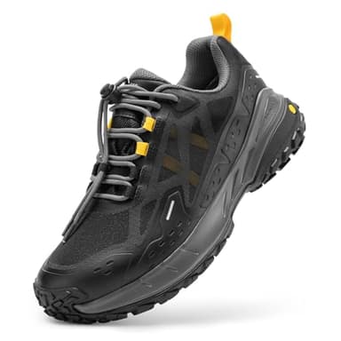 FitVille Scarpe da Escursionismo Uomo Extra Larghe Impermeabili e Antiscivolo Sneakers da Trekking Scarpe Sportive per Camminare e Outdoor Nero 42 EU X-Larga
