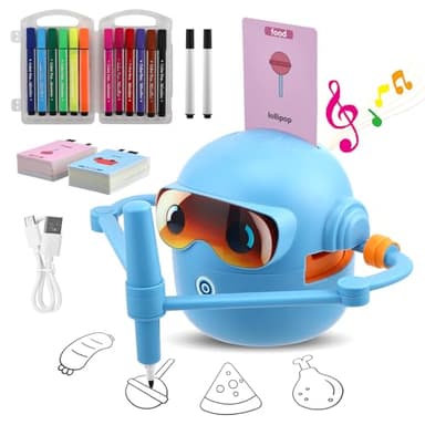 Robot che Disegna per Bambini, Robot Disegno Bambini con 100 Cartoline, Robottino Giocattolo Educativo per Apprendimento Precoce, Robots Interattivo Vocale Regalo per Bambino Bambina dai 3 Anni in su
