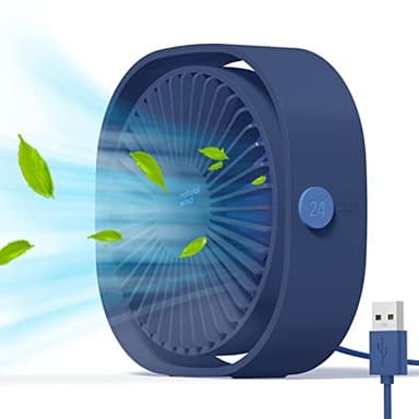 Simpeak Ventilatore USB, Mini Ventilatore da Tavolo Rotazione di 360° Portatile Fan con 3 Velocità per Ufficio Casa (Blu)