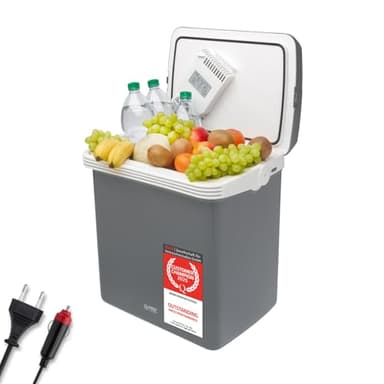 TZS First Austria Frigo Portatile Elettrico 32 litri (raffredda e riscalda) con collegamento a 12 volt (per auto) & 230 volt - grigio