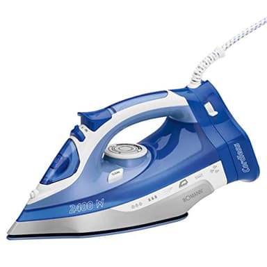 Bomann Dampfbügeleisen Db 6006 CB-Ferro da Stiro a Vapore Senza Fili, Suola in Ceramica AntiGraffio, 7 funzioni, Regolazione della Temperatura Continua, Bianco-Blu