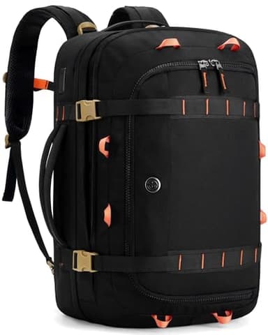 Tolaccea Zaino da Viaggio Espandibile 45L-50L, Zaini Aereo Bagaglio a Mano Adatto alla TSA, Zaino Porta PC 17.3", Grande Zaini Uomo Donna per Viaggi d'Affari e Weekender, Nero
