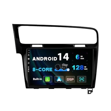 SXAUTO [6GB+128GB] Android 14 IPS Autoradio Per Golf 7 (2013-2018) - Senza fili CarPlay/Android Auto - LED Camera + MIC - DAB Fast-boot Volante 360-Camera AHD DSP - 2 Din 10.1 Pollici - Nero