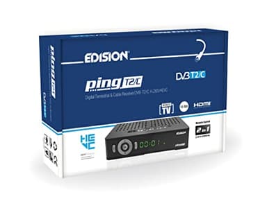 EDISION PING T2/C Decoder DVB-T2 HD Ricevitore Digitale Terrestre H265 HEVC 10 Bit Bonus TV, 2xUSB, HDMI, SCART, LAN, Sensore IR, RS232, Supporto USB WiFi, Telecomando Universale 2in1, Main 10