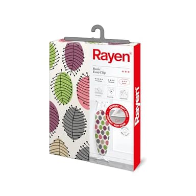 Rayen | Copriasse da stiro universale | Facile da installare con il sistema EasyClip | 2 strati: schiuma e tessuto di cotone stampato al 100% | Gamma base di Rayen | Misure: 130x47 cm