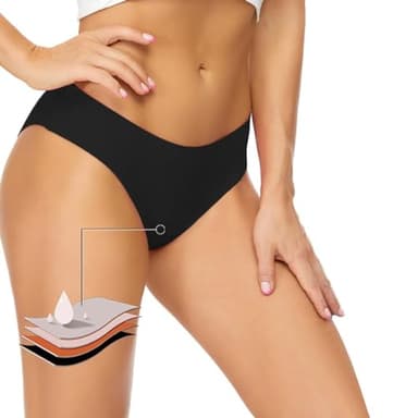 Runmeihe Pantaloni da Nuoto per Il Periodo, Costumi da Bagno per Bikini, Biancheria Intima Mestruale a Prova di Perdite, Pantaloni da Bagno a Vita Bassa (IT, Numero, 38, 40, Regular, Regular, Black)