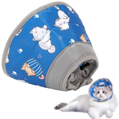 Collare Elisabettiano Gatto Morbido,Collare Elisabettiano Cane Regolabile,Collare Protettivo Gatto Cane per Recupero Postoperatorio,Collare Anti Morso o Leccato (Blu, S)