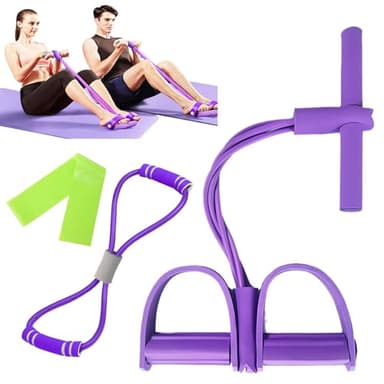 lomdung Crunches Pull Rope con Figura 8 Estrattori e Fasce Fitness, Corda Elastica in Gomma a 6 Tubi, Fasce per Esercizi Fitnes Sicure e Non Tossiche, Fascia Fitness per Allenamento Vita Gambe Addome