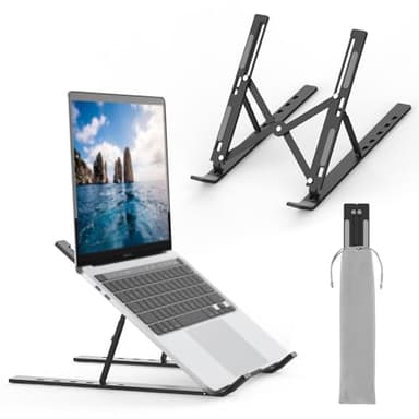 GRIFEMA GB1054B Supporto PC Portatile, Alluminio, Antiscivolo, Regolabile a 6 Angolazioni, Laptop Stand Compatibile con Laptop da 10-17,3 Pollici e Tablet - Nero