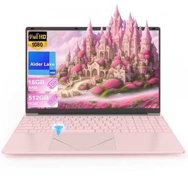 PINSTONE PC Portatile 15.6'' 16GB RAM 512GB SSD Computer Portatile Quad Core N95 Notebook, supporto Laptop Touch ID, WiFi, BT4.2, tastiera retroilluminata, adatto per studenti/aziende
