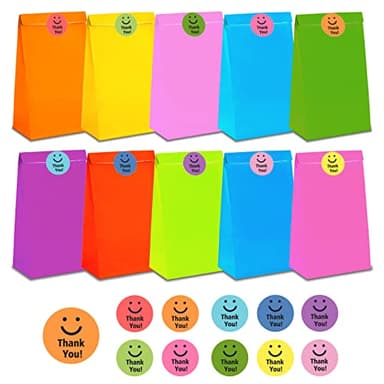 Sacchetti di carta per feste, 40 sacchetti colorati di carta kraft per caramelle con 40 adesivi per confezionare regali, feste, matrimoni, compleanni per bambini, Natale