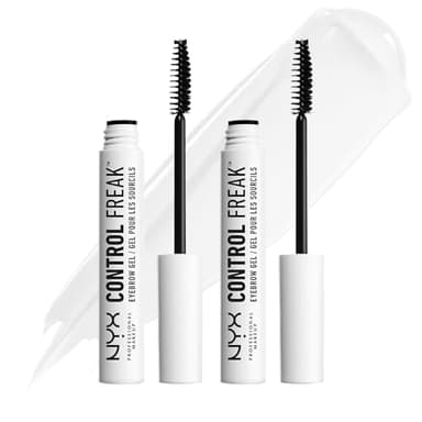 NYX Professional Makeup Gel per sopracciglia Control Freak, Mascara con gel fissante trasparente, Sopracciglia domate e definite, Non appiccica, Nessun residuo, Confezione da 2x10ml