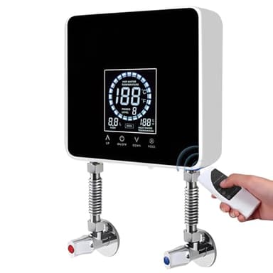 Scaldabagno Elettrico Istantaneo, 7500W Scaldacqua Istantaneo a Risparmio Energetico con Display LED Touch, Telecomando e Riscaldamento Rapido per Doccia | Installazione a Parete (Senza Serbatoio)