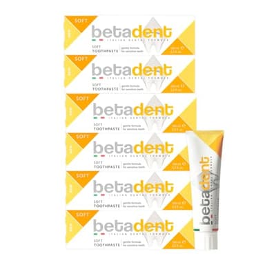 Betadent KIT 6 DENTIFRICIO SOFT per denti sensibili. Contrasta l'infiammazione gengivale. Azione sanitizzante e lenitiva. Con aloe vera, tea tree oil e ingredienti naturali. 6x100ml