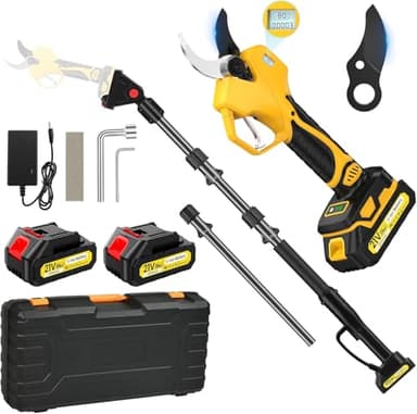 Forbici Potatura a Batteria, Forbici Potatura Elettriche con batterie 2 * 2Ah,1000W Brushless Motore, Orario di Lavoro 6-12 Ore, Diametro di taglio Max 50 mm, Adatte per Frutteti, Giardini, Fattorie