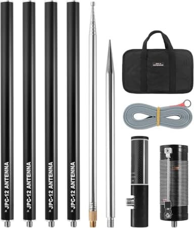 AURSINC Antenne radio JPC-12 HF per radio Ham, 7MHz-50 MHz, antenna verticale HF a tutte le bande 40 m-6 m, 8 bande, antenna JPC-12 con regolatore scorrevole per esterni, 4,1 metri (M10)
