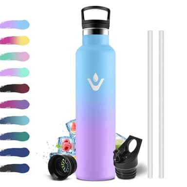 Borraccia Acciaio Inox 1 Litro, Bottiglia Termiche con Cannuccia, Isolamento Sottovuoto, Borraccia Termica Riutilizzabile, a Prova di Perdite, senza BPA, Termos per Scuola, Gimnasio, Campeggio