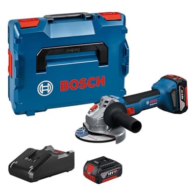 Bosch Professional 18V System Smerigliatrice angolare a batteria GWS 18V-8 (diametro disco 125 mm, incl. 2 batterie GBA 5.0Ah, caricabatteria GAL 18V-40, L-BOXX)