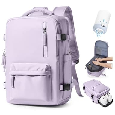 SEAFEW Zaino Sottovuoto da Viaggio con Pompa, Borsa da Cabina per Easyjet Bagaglio a Mano Impermeabile Lavoro e Scuola Trekking Casual Daypack per 15.6" laptop,S3-Violetta