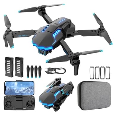 Drone con Telecamera 1080P Pieghevole Drone RC Quadcopter Telecomandati Droni per Principianti e Bambini/Adulti, Giocattoli Regalo per Ragazzo e Uomo (Black)