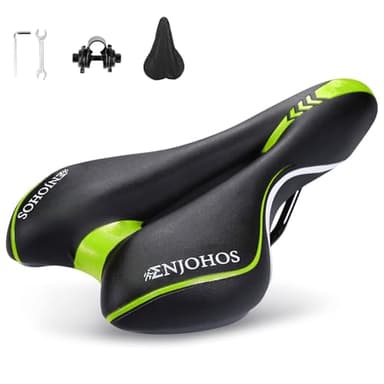 ENJOHOS Sella MTB Antiprostata Comoda, Sella Bici da Corsa Impermeabile, Sellino Bici Morbido Uomo Donna per Mountain Bike, Gravel, da Strada, Pieghevole (Verde)