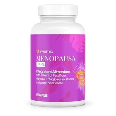 VIVEMIA Integratore Alimentare per il Benessere Femminile in Menopausa con Trifoglio Rosso, Cimicifuga, Agnocasto, Kudzu e Garcinia Cambogia – Vitamine B6, B12 e D3 – 120 Capsule – Made in Italy