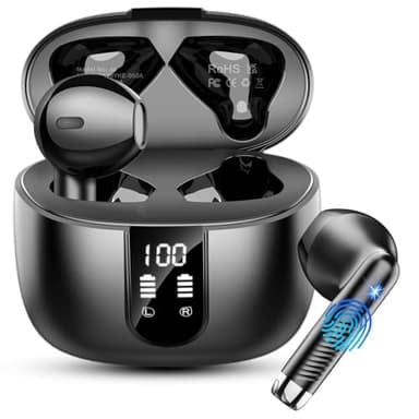 Cuffie Bluetooth 5.4, 2025 Auricolari Bluetooth 56Ore 6D Stereo Cuffie Wireless In Ear con 4 ENC Mic, Cuffie Senza Fili Cancellazione Rumore Cuffiette Sport IP7 Impermeabili Headphones per iOS/Android