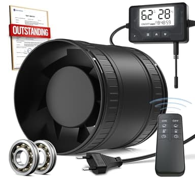 BUMSOU Estrattore Aria con Sensore di Umidità e Temperatura Timer Telecomando, Silenzioso Potente Ventola Aspirazione con Protezione da Surriscaldamento, Aspiratore Bagno Cucina Ventilatore a Condotto