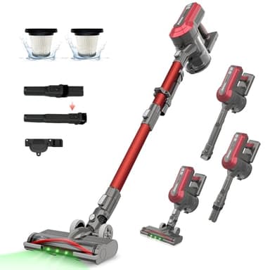 Akitas V10A Aspirapolvere Senza Fili 450W con Spazzola Anti-Grovigli per Capelli e Tappeti Motore Digitale BLDC 3 Velocità 50 Min di Autonomia Scopa Verticale e Portatile con Batteria al Litio