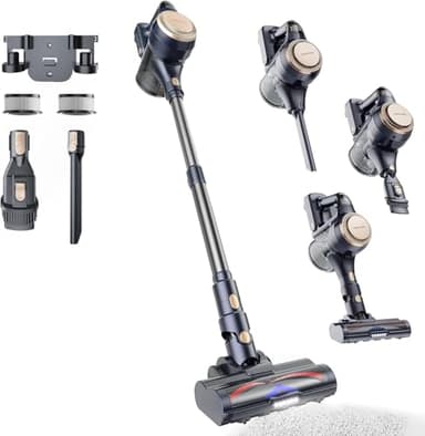 Proscenic P11 Lite+ Aspirapolvere Senza Fili 40KPa 450W 50min, Spazzola Anti-Groviglio con LED, Batteria Rimovibile per Pavimenti Duri Tappeti e Peli di Animali, Leggero e Silenzioso