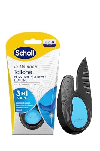 Scholl In-Balance Tallone Plantare Sollievo Dolore, Solette Ortopediche Tallonite, Tendine d'Achille, con Gel Ammortizzante a Doppio Strato con Supporto Flessibile, Taglia L (42.5-45), 1 Paio