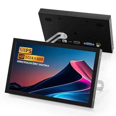 Aurevita Mini monitor HDMI da 7 pollici, monitor portatile Vga con AV BNC 1024 × 600 schermo LCD con altoparlanti integrati, angolo di visione 178 ° IPS, mini display piccolo multifunzione per