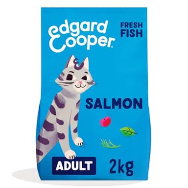 Edgard & Cooper Crocchette Gatti, (Salmone Fresco, 2kg), croccantini gatto sterilizzati o attivo, carne fresca e ingredienti naturali, senza cereali, senza zuccheri aggiunti