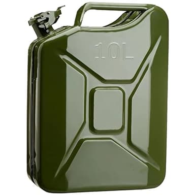 ESTO Tanica Benzina in Metallo Verde Militare Capacità 5L, 10L, 20L Con o Senza Beccuccio, Chiusura di Sicurezza, Antiruggine Certificata UN Trasporto Merci Pericolose 10 LITRI/CON BECCUCCIO