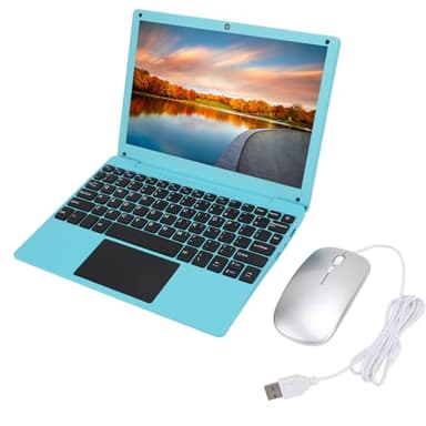 Laptop da 10,1 Pollici, Computer Portatile per Piccole Imprese, CPU Quad Core, Laptop da Gioco Android 12.0, Mouse, Webcam, 5000MAh, Laptop Portatile per (Spina europea 2GB+64GB)