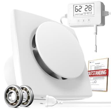 BUMSOU Aspiratore Bagno con Sensore Umidità, Sensore Temperatura e Timer, Display Temperatura e Umidità in Tempo Reale Estrattore d'Aria Silenzioso, Ventola Aspirazione Bagno Cucina Potente 100mm
