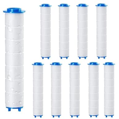 Reccisokz 10 pezzi Filtro doccia,Filtro anticalcare doccia,Filtro doccia anticalcare,Doccia Filtro in Cotone PP,9.5x2 cm Sostituibile Cotone Filtro per l'acqua PP Cartuccia Sedimenti