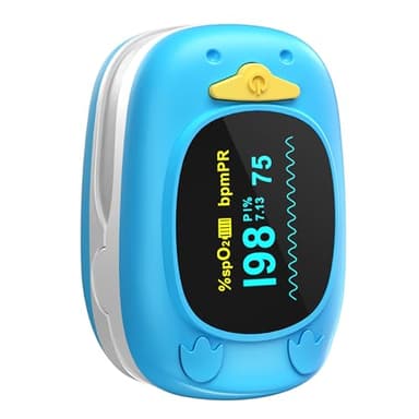 HealthTree Monitor portatile della saturazione dell'ossigeno nel sangue da dito, pulsossimetro pediatrico con schermo OLED, batterie 2AAA incluse, adatto per neonati e bambini