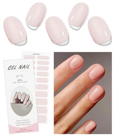 JMEOWIO Unghie Gel Adesive UV Crema Tinta Unita Smalto Adesivo per Unghie Gel Nail Stickers Decorazioni Unghie Nail Art Disegni