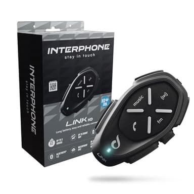 INTERPHONE LINK HD Singolo, Interfono moto per comunicazione pilota-pilota, moto-moto e passeggero fino a 300mt, Interfono casco con Bluetooth per GPS e chiamate, Autonomia 20h e impermeabile IP67