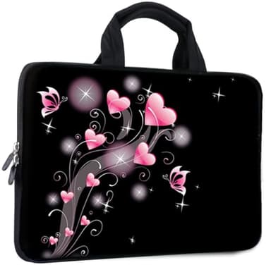 Mibbxea 15-15,6 pollici Borsa per Laptop, Custodia in Neoprene per Computer, Chromebook, Ultrabook, Notebook, Borsa a Tracolla con Manico, Compatibile con Dell HP Lenovo ASUS Acer, Cuore rosa., 15