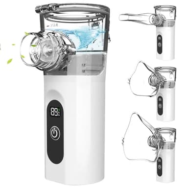 Aerosol Portatile Silenzioso con Display Digitale,Aerosol ultrasuoni silenzioso 2 Modalità Regolabili Macchina Aerosol Adulti e Bambini Ricaricabile, Nebulizzatore con Pulizia Automatica