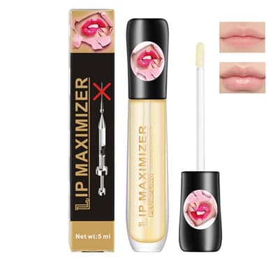 Eazerom 01 Lip Plumper, Lucidalabbra Trasparente con Acido Ialuronico, Lip Gloss Volumizzante Effetto Olio Rimpolpante per Labbra