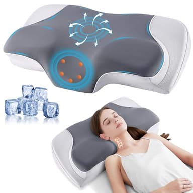 YunNasi Cuscino Cervicale Ergonomico Cuscino in Memory Foam Ortopedico Cuscino di Supporto per il Collo per Chi Dorme di Fianco, Sulla Schiena o Sulla Pancia