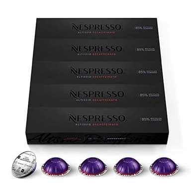 Nespresso Vertuo Altissio Decaffeinato - caffè disintossicato, intensità 9, per espresso 40 ml, 50 capsule da 10 pezzi ciascuna
