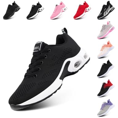 Hitmars Scarpe da Running Corsa Donna Respirabile Leggero Fitness Scarpe da Ginnastica Sportive Running Sneakers Basse Interior Casual all'Aperto Nero EU 41