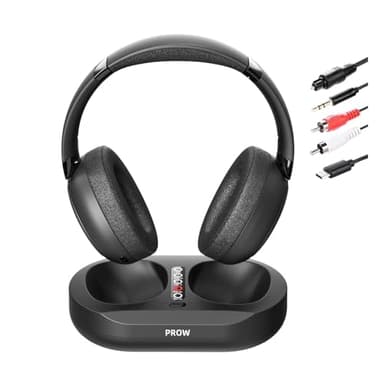 Cuffie TV Senza Fili, 2.4G e Bluetooth 5.3 a Doppia Modalità Cuffie TV per Anziani, Nessun Ritardo di Sincronizzazione Labiale, Cuffie per Anziani con Dock Trasmettitore, Supporto Ottico/USB/RCA/BT