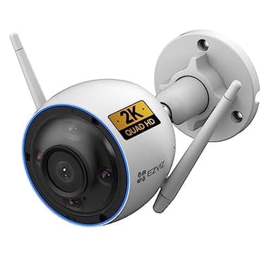 EZVIZ H3 2K Telecamera WiFi da Esterno in lega di alluminio, visione Notturna a colori, Difesa Attiva, Rilevamento del movimento Avanzato, Audio Bidirezionale, IP67 + SD 128 Gb in dotazione